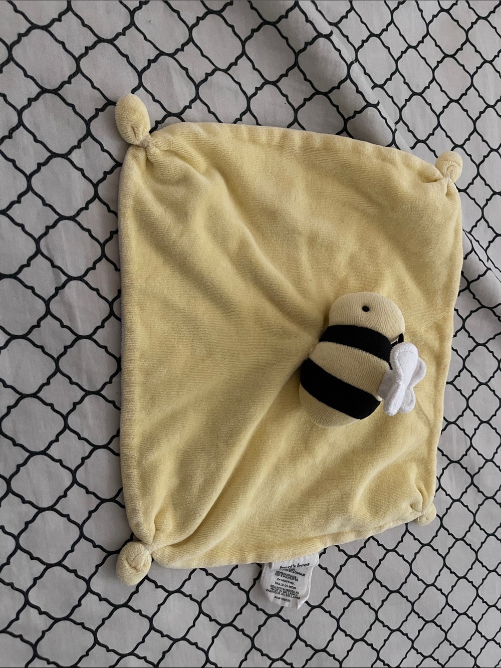 Yellow Bee Security Blanket Lovey